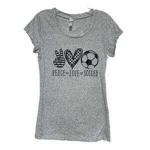 Rosio Women's Medium Shirt Tee Short Sleeve Crew Neck T-Shirt Soccer Peace Love